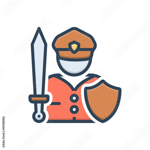 Color illustration icon for fighter