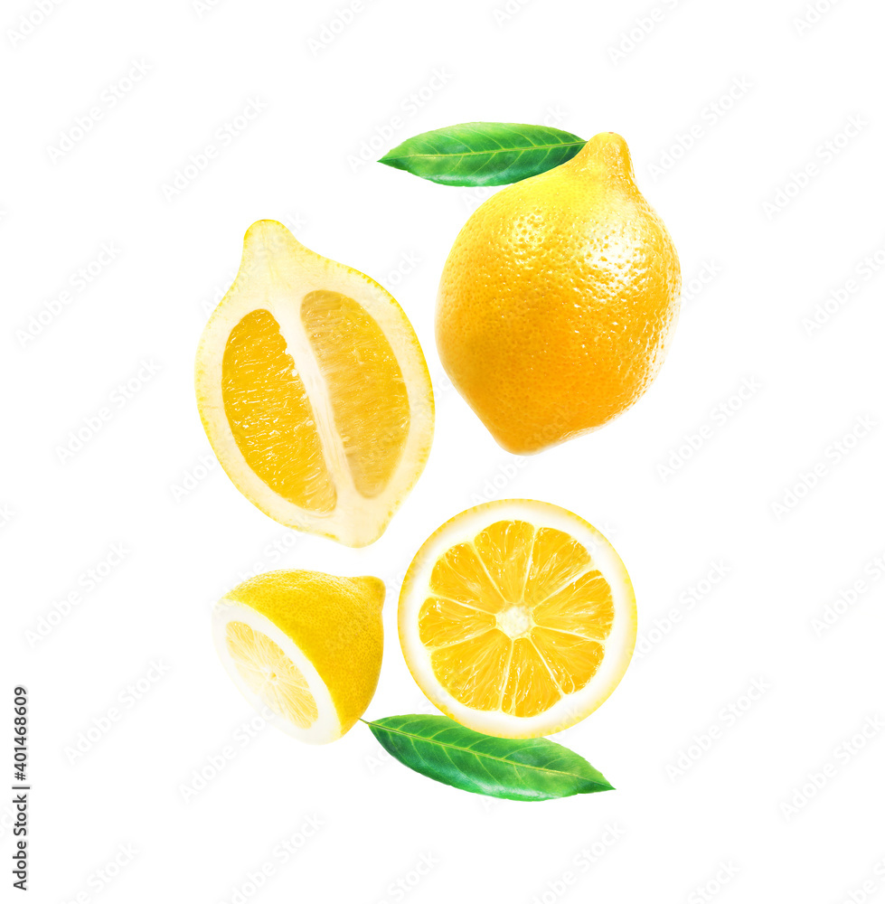 Fototapeta premium Photo bright of a yellow lemon isolated