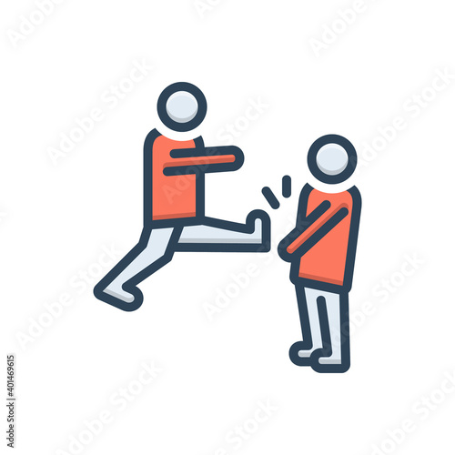 Color illustration icon for fighting