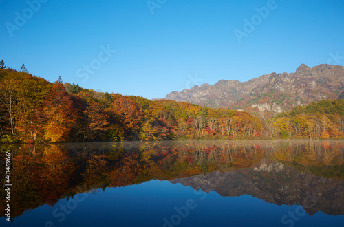 長野鏡池紅葉Nagano Kagamiike colored leaves photo