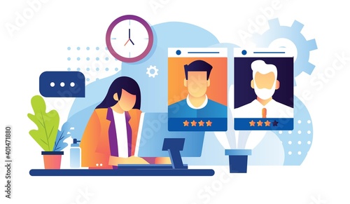 woman choose an employee candidate profile recruitment process