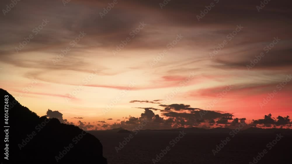 Amazing sunset color sky on sea, dark cloud, nature landscape Amazing sunset color sky on sea, dark cloud, nature landscape