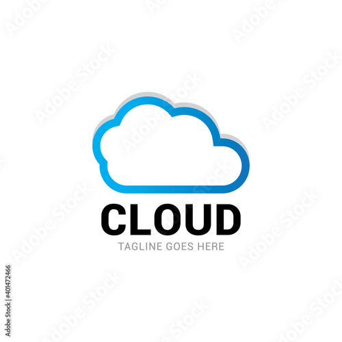 cloud blue simple internet technology logo icon vector template.