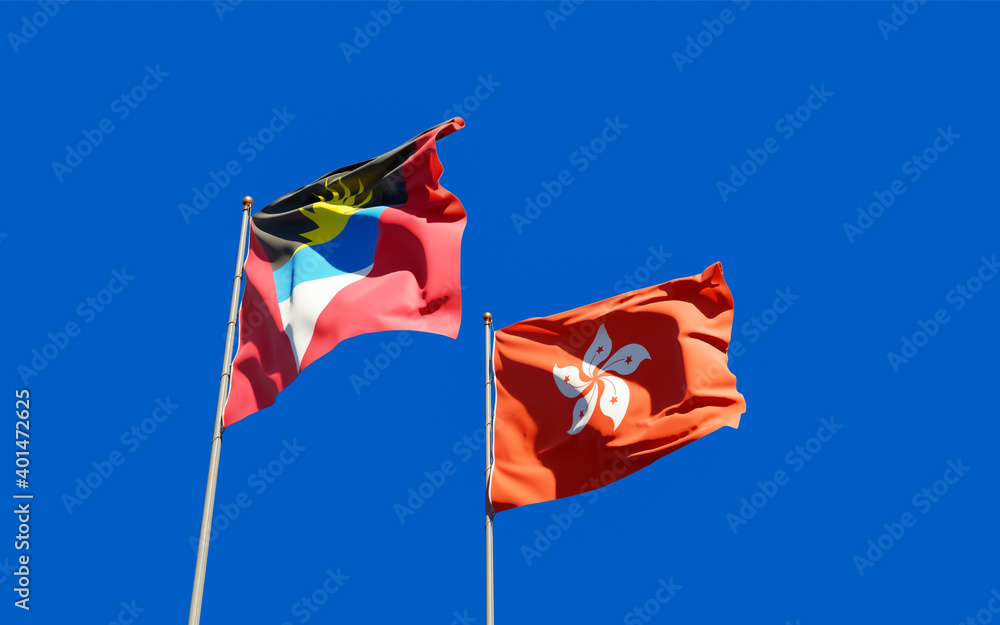 Flags of Hong Kong HK and Antigua and Barbuda. Flags of Hong Kong HK and Antigua and Barbuda.
