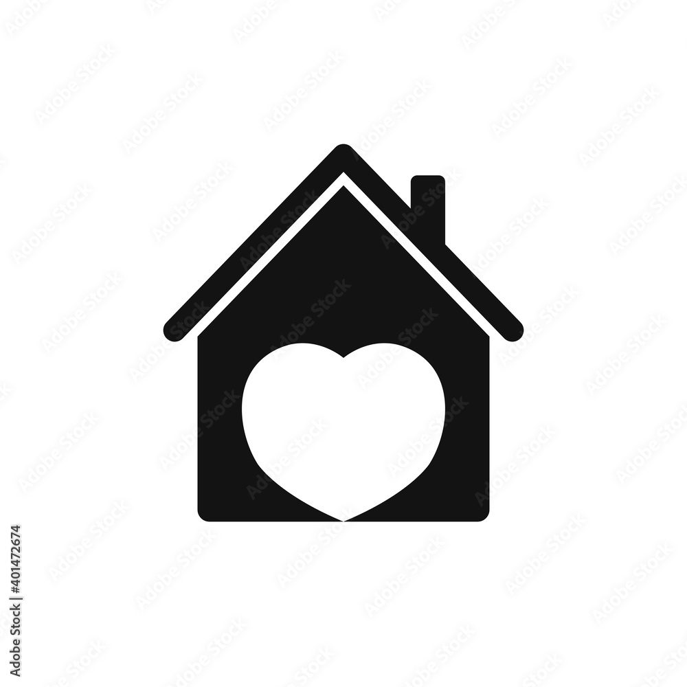 House of love icon, Valentines Day, flat design template, vector illustration House of love icon, Valentines Day, flat design template, vector illustration