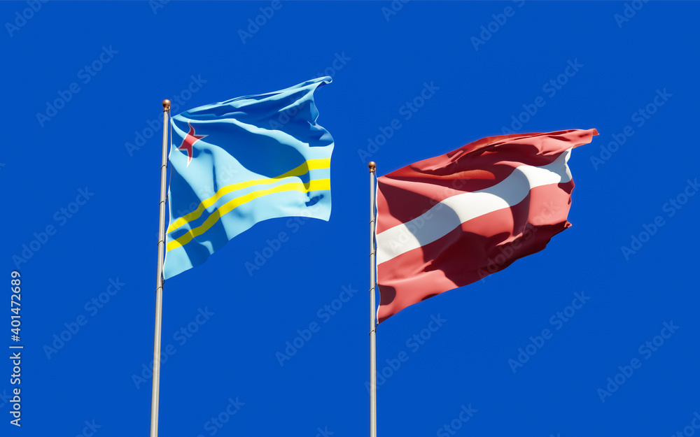 Flags of Latvia and Aruba. Flags of Latvia and Aruba.