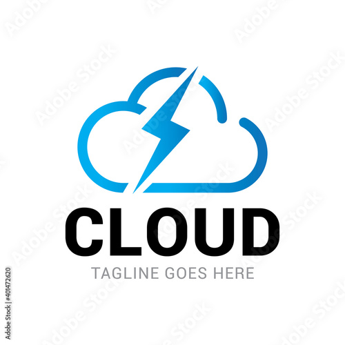 cloud blue simple internet technology logo icon vector template.