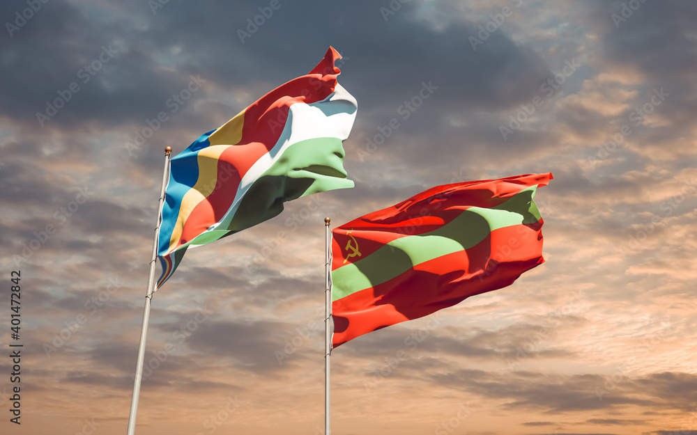 Flags of Transnistria and Seychelles. Flags of Transnistria and Seychelles.