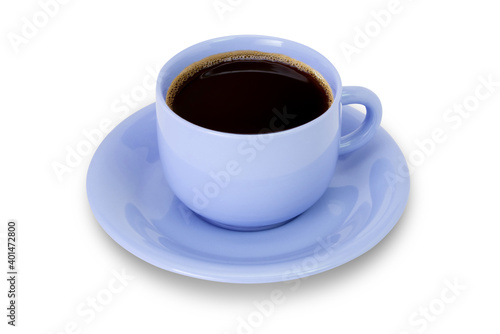 Blue cup of coffee isolated on white