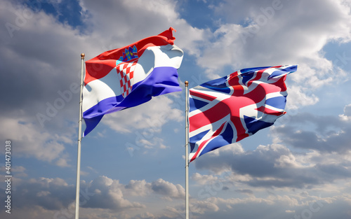 Flags of UK British and Croatia.