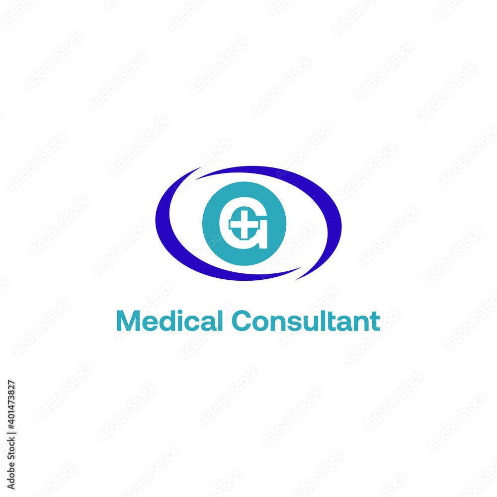 Initial letter G with medical cross icon and loop care symbol for healthy hospital medicine logo design concept vector