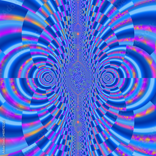 Blue red orange purple spirals, fractal, abstract background with spiral