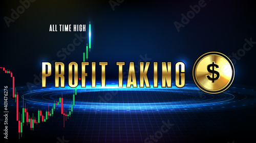 abstract background of taking profit stock market and golden coin