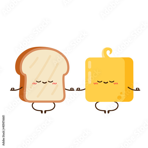 Bread and Butter character design. bread vector.