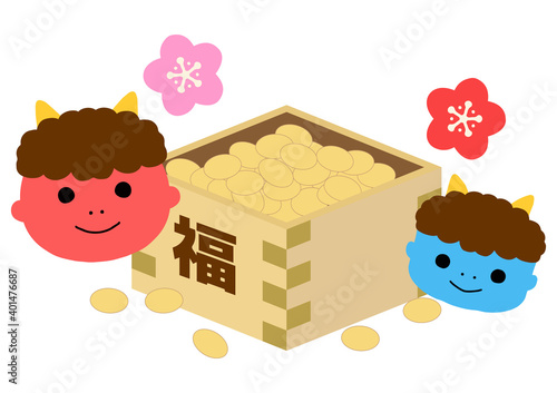 節分　鬼　豆まき　アイコン　挿絵