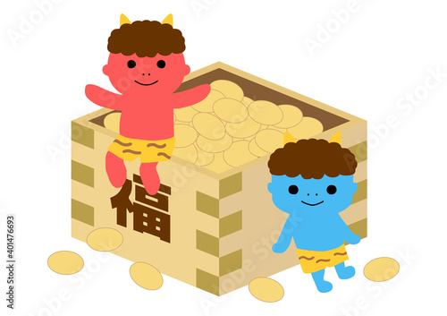 節分　鬼　豆まき　アイコン　挿絵