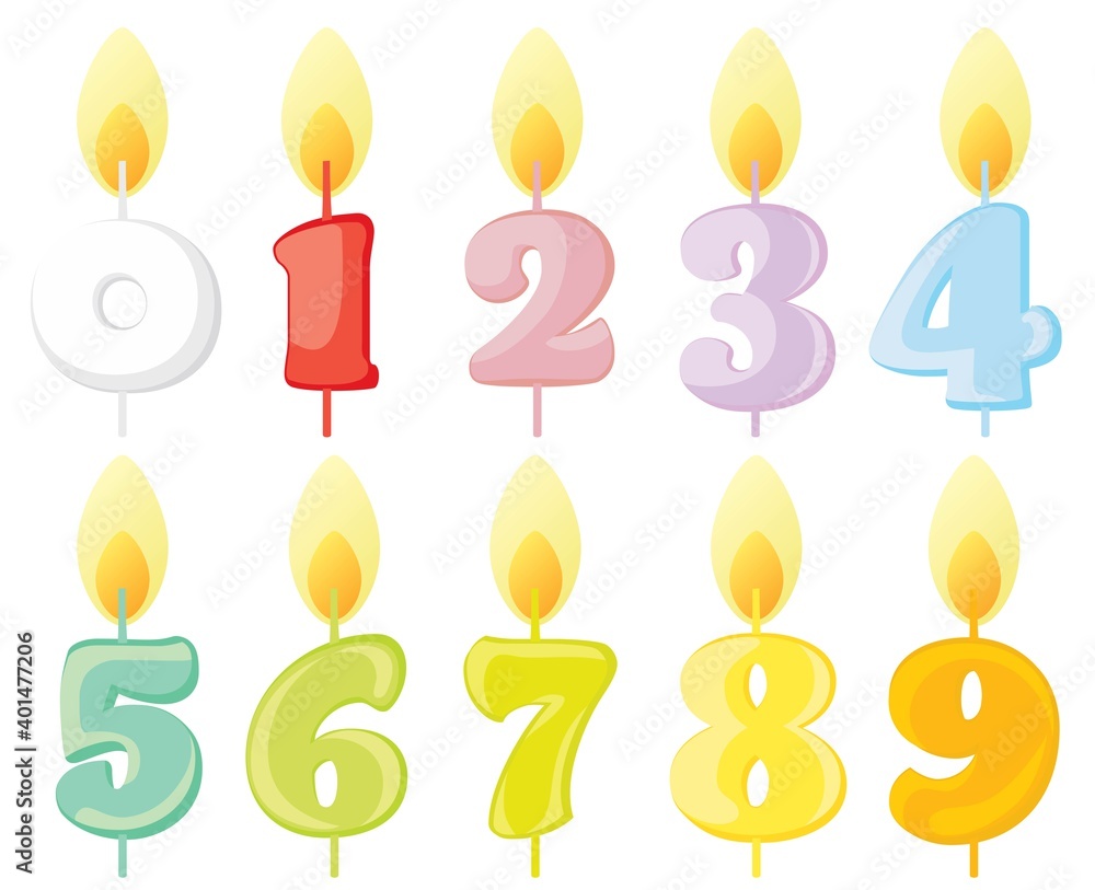 お誕生日の数字のキャンドルのイラスト お誕生日の数字のキャンドルのイラスト
