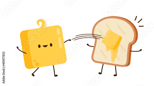 Bread and Butter character design. bread vector.