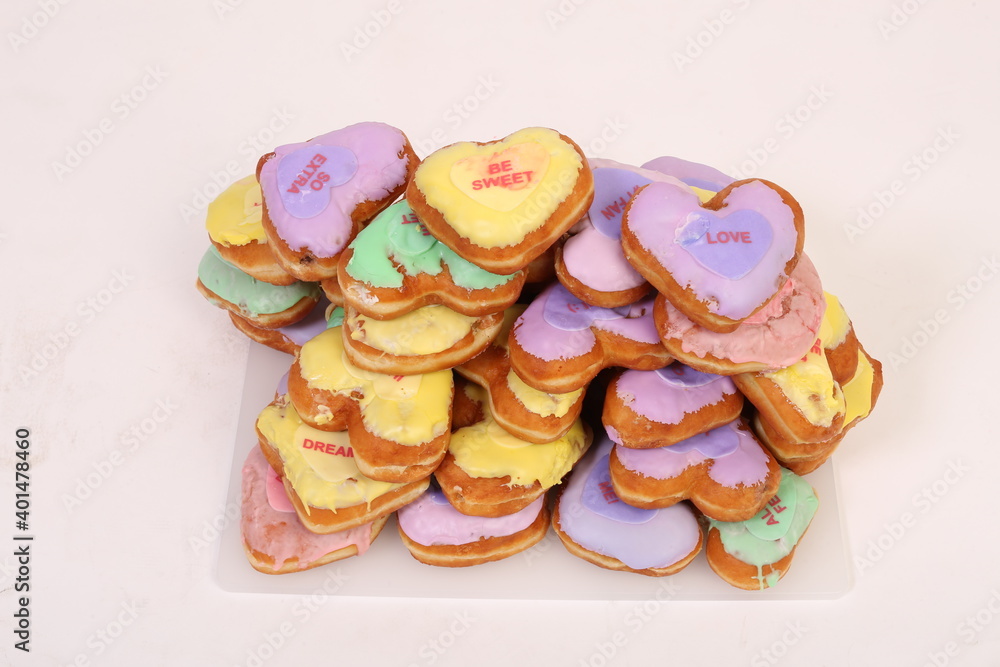 valentines day donuts in a pile valentines day donuts in a pile