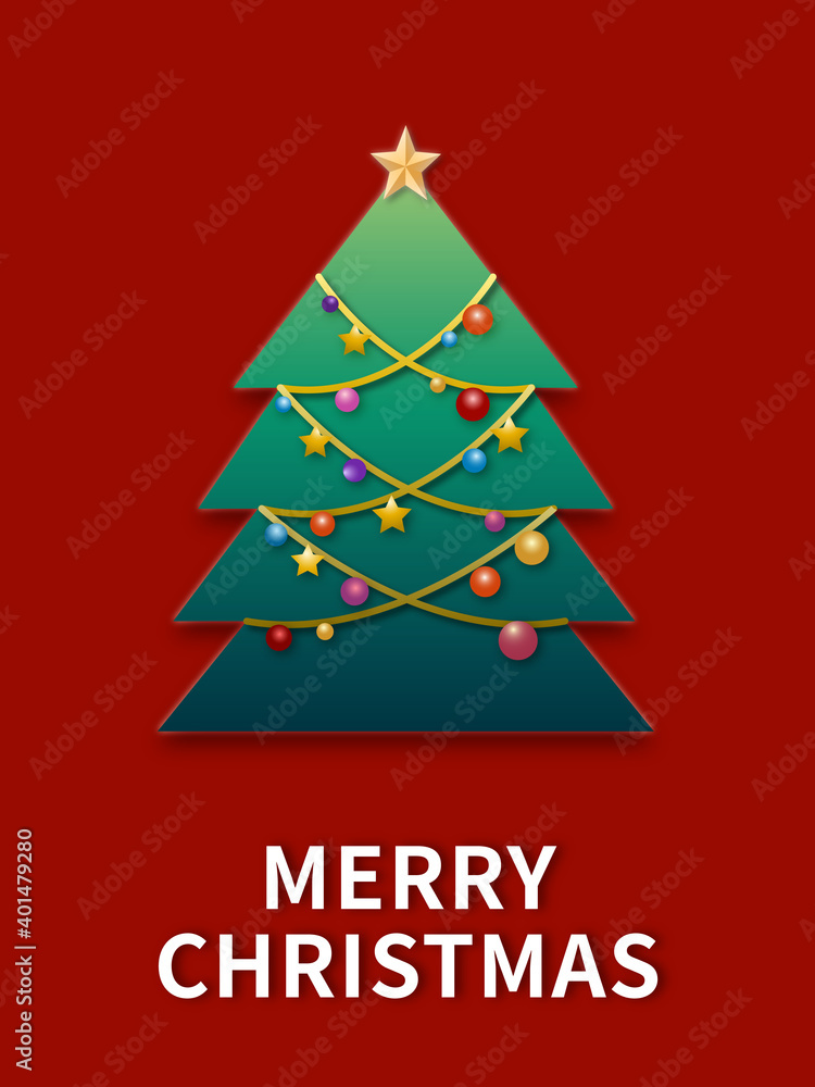 Obraz premium Christmas card with christmas tree