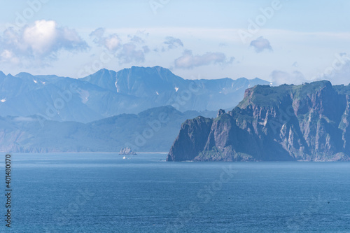 Mountain landscape off the coast of the Pacific Ocean © filin174