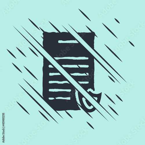 Black Firearms license certificate icon isolated on green background. Weapon permit. Glitch style. Vector.