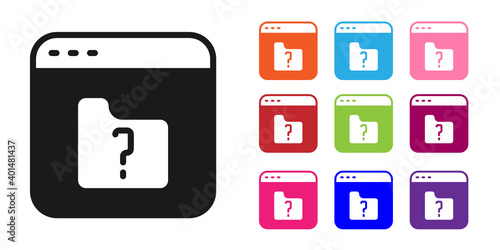 Black File missing icon isolated on white background. Set icons colorful. Vector.