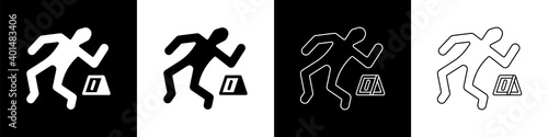 Set Crime scene icon isolated on black and white background. Vector.