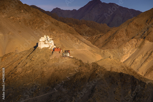 Leh Palace at sunset on the top of mountain