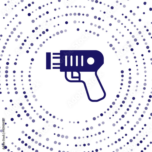 Blue Police electric shocker icon isolated on white background. Shocker for protection. Taser is an electric weapon. Abstract circle random dots. Vector.