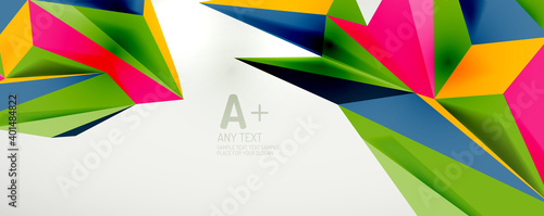 Vector triangle geometric backgrounds. Low poly 3d shape on light backdrop. Vector illustration for covers  banners  flyers and posters and other designs