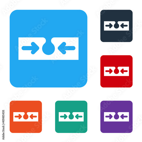 White Acne icon isolated on white background. Inflamed pimple on the skin. The sebum in the clogged pore promotes the growth of a bacteria. Set icons in color square buttons. Vector.