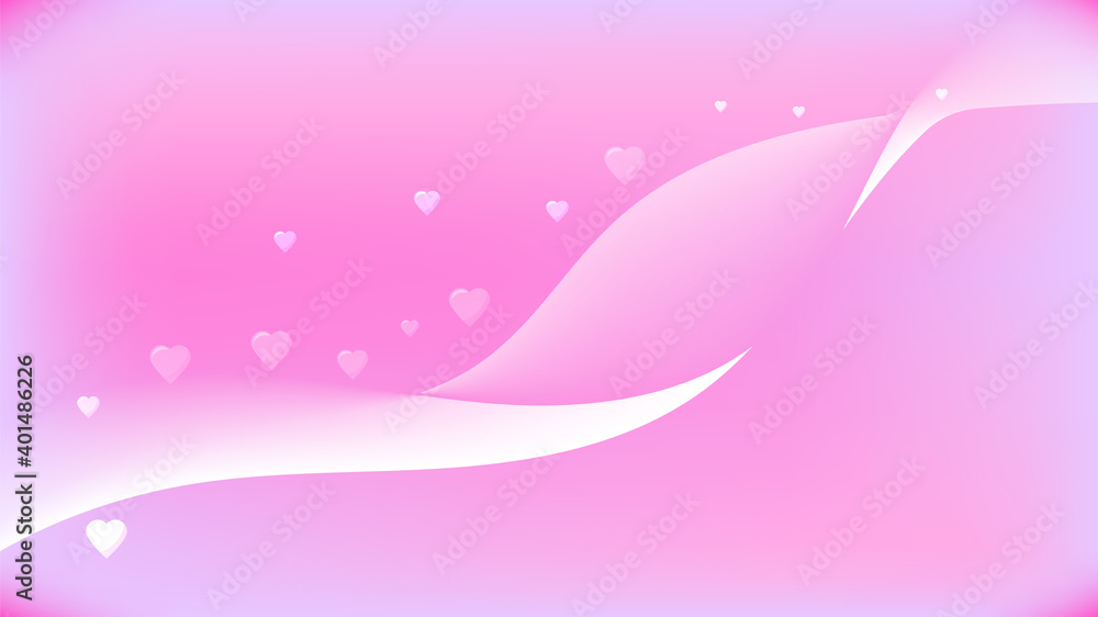 Vector elegant abstract pink background with waves and sparkling hearts Vector elegant abstract pink background with waves and sparkling hearts