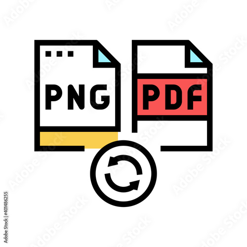 convert png to pdf file color icon vector. convert png to pdf file sign. isolated symbol illustration