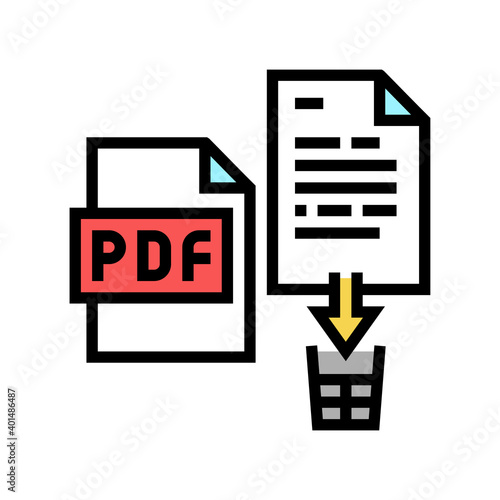 delete pdf file color icon vector. delete pdf file sign. isolated symbol illustration