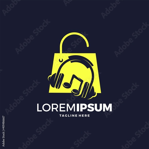 Creative music headphones logo design vector template
