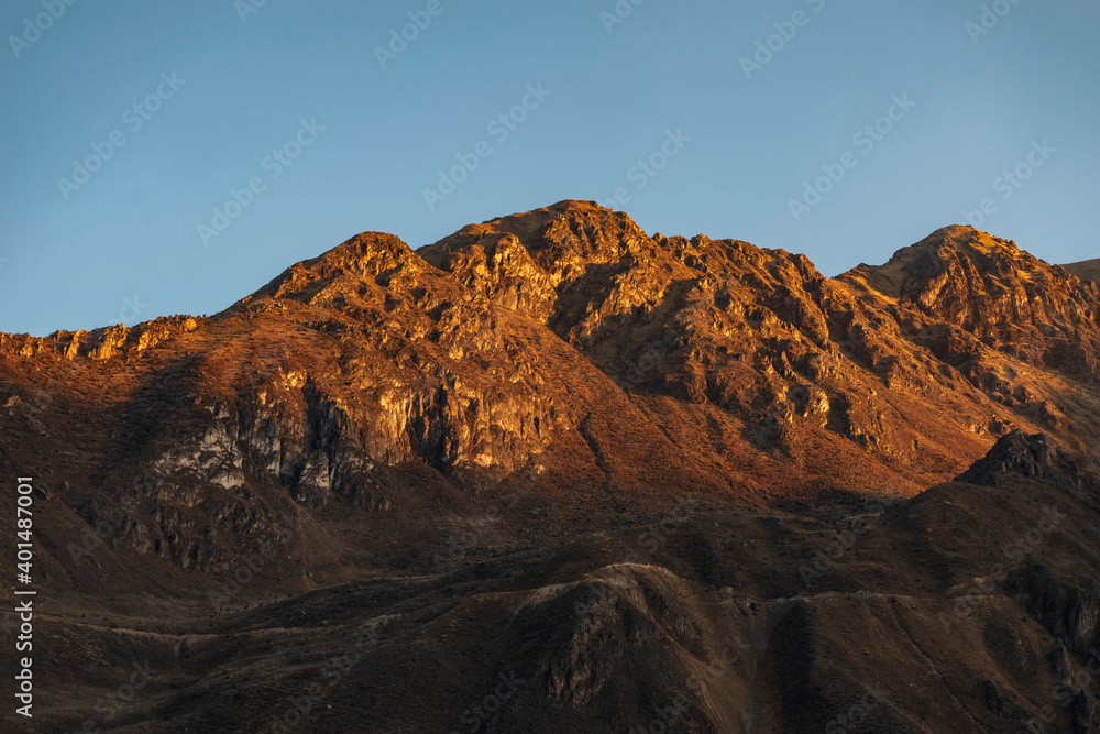 morning sunlight on peaks