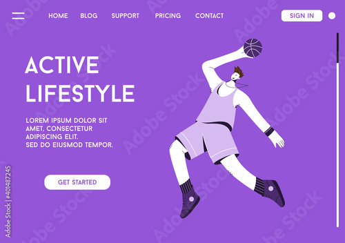 Vector landing page of Active Lifestyle concept