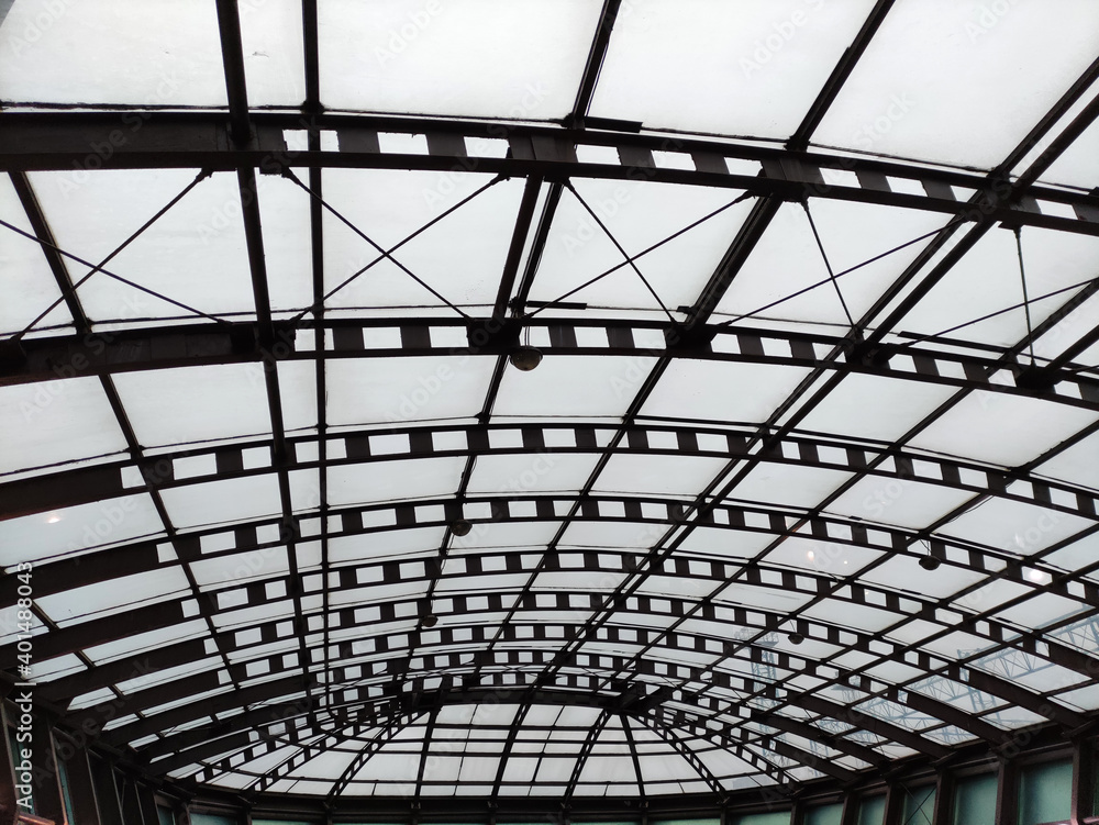 Fototapeta premium Dark metal roof construction, abstract background