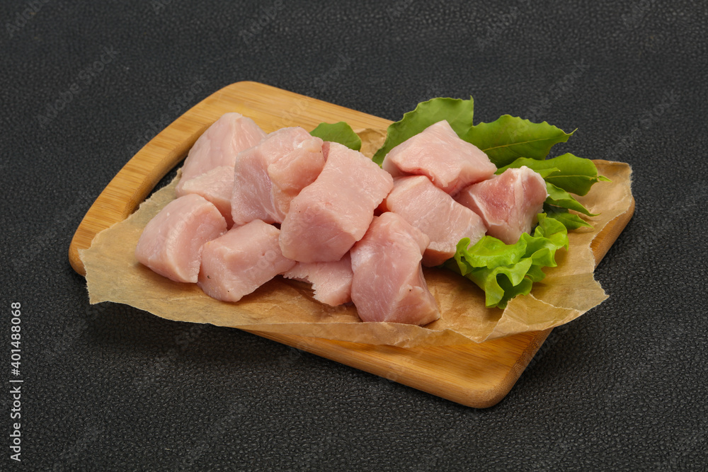 Raw fresh pork meat cube