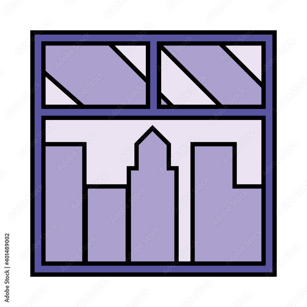 window with city buildings view vector design window with city buildings view vector design