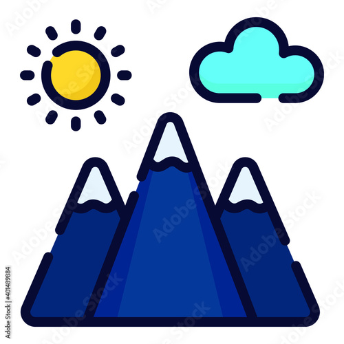 Mountain flat line concept icon