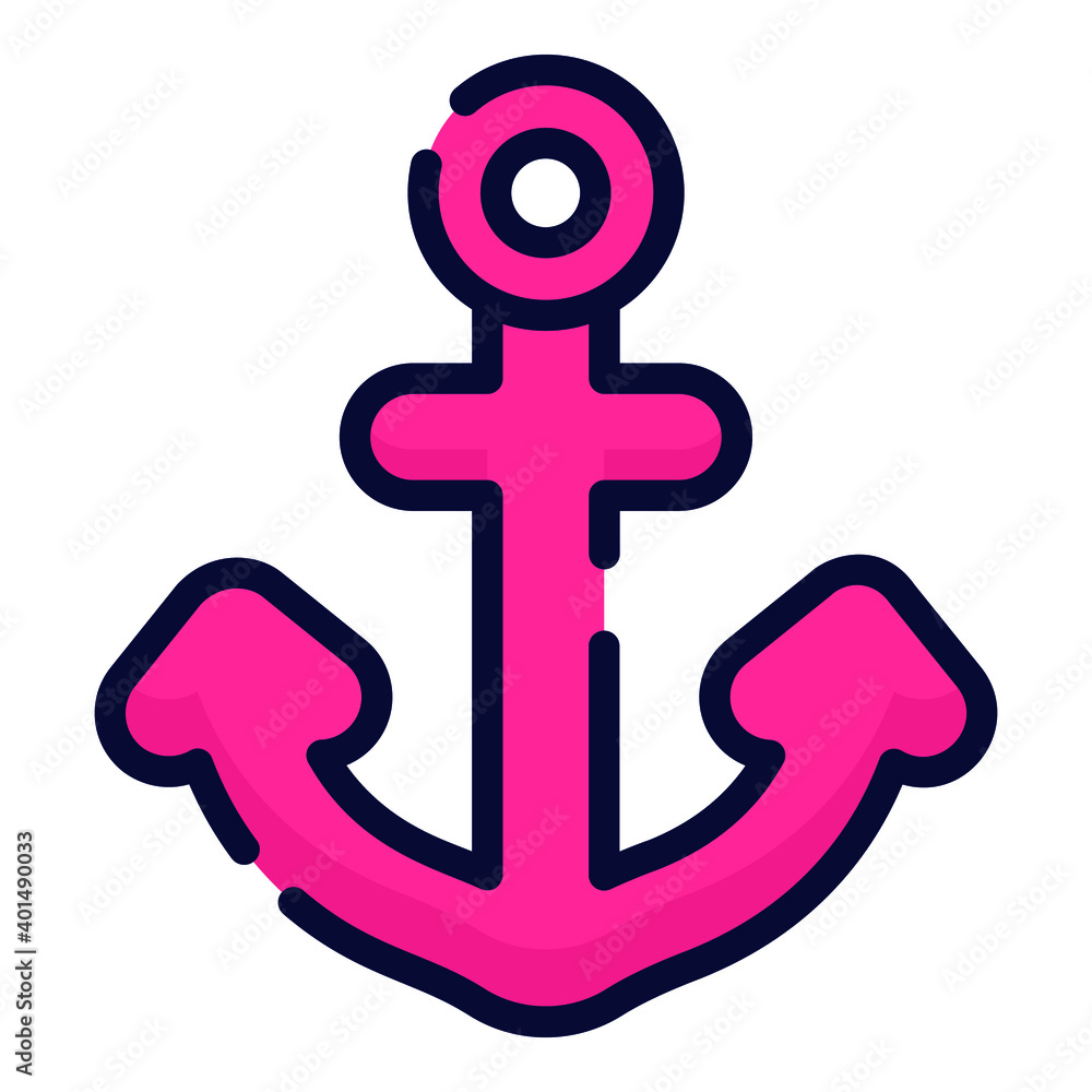 Anchor flat line concept icon Anchor flat line concept icon