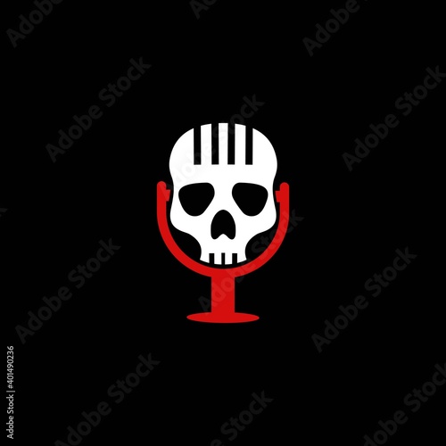 skull podcast logo design. horror podcast vector illustration