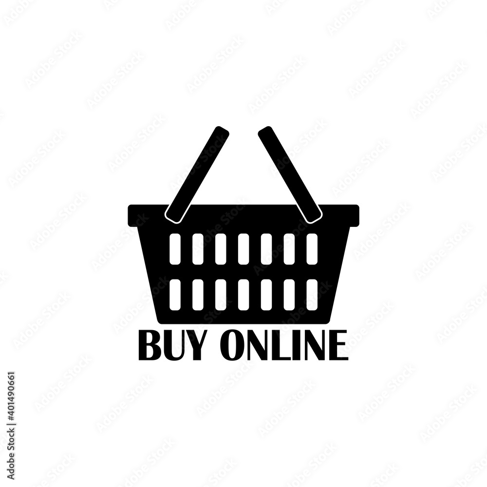 Buy online icon with shopping cart isolated on white background Buy online icon with shopping cart isolated on white background