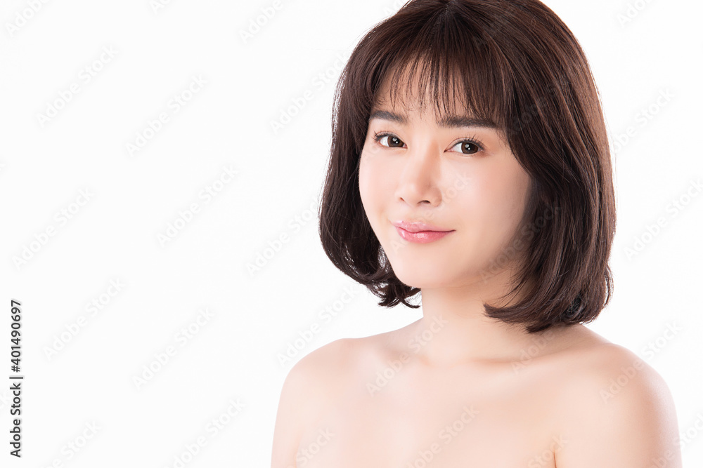 Beautiful Young asian Woman with Clean Fresh Skin, on Pink background, Face care, Facial treatment. Cosmetology, beauty and spa. Asian women portrait Beautiful Young asian Woman with Clean Fresh Skin, on Pink background, Face care, Facial treatment. Cosmetology, beauty and spa. Asian women portrait