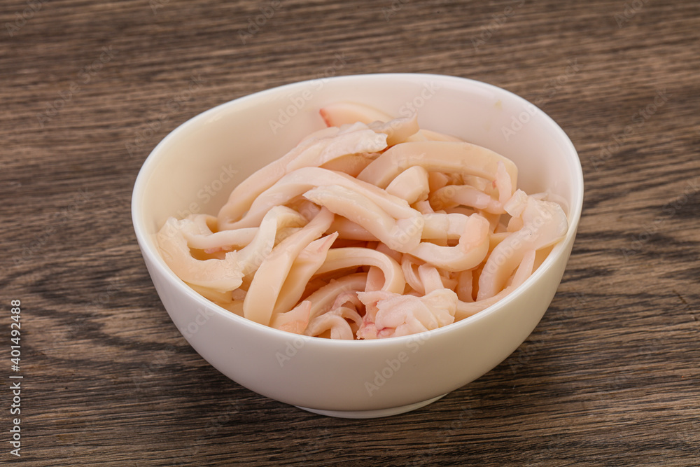 Marinated squid slices in the bowl Marinated squid slices in the bowl