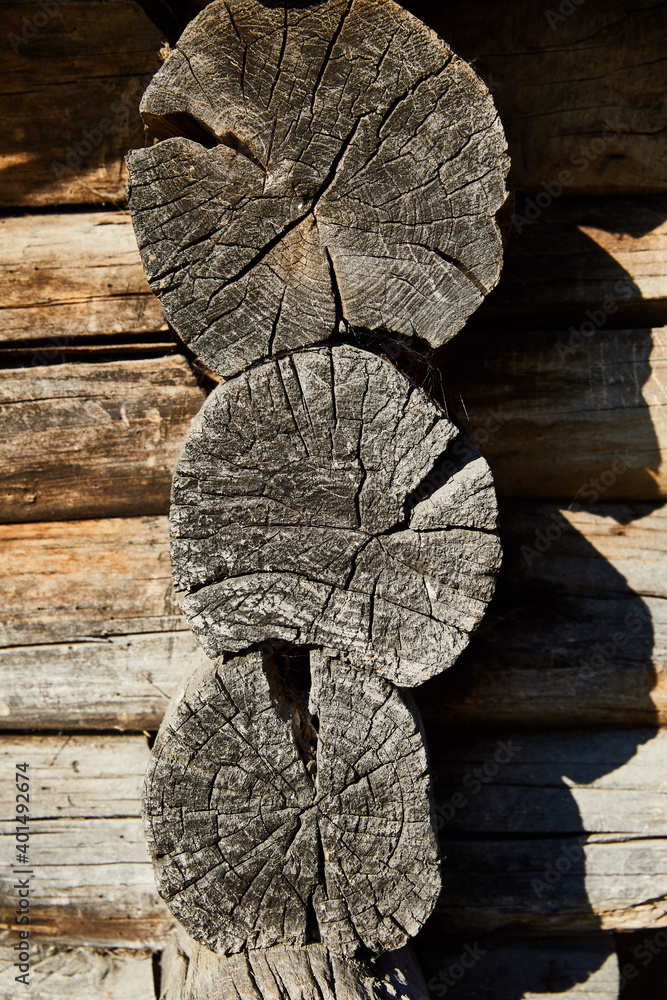 Wooden background with texture - old cracked logs, wooden log house wall Wooden background with texture - old cracked logs, wooden log house wall
