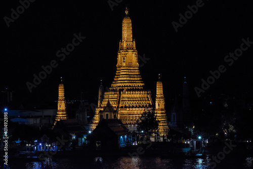Wat Arun Beautiful temple at night in Bangkok Thailand 