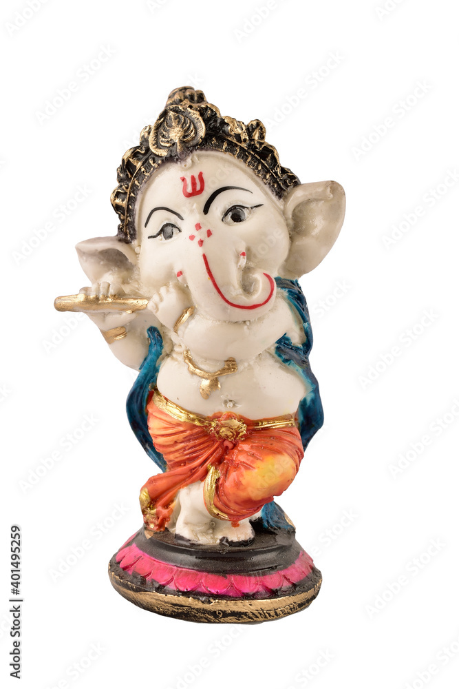 Ganesh ji statue isolated on white background with clipping path